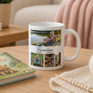 Oma Est Jahr Elegantes Weißes Skript 3-Foto Kaffeetasse