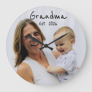 Oma Est. schwarze Schrift 3 Foto Große Wanduhr