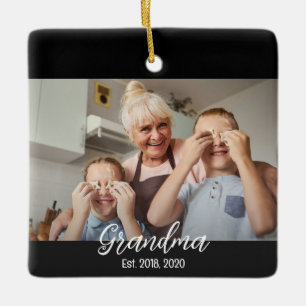 Oma Est. White Schrift Foto Keramikornament
