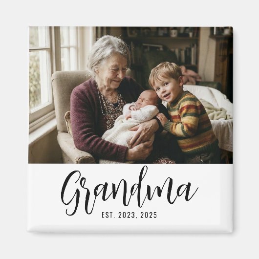 Oma Established Foto-Geschenk Magnet (Vorne)