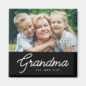 Oma Established Schrift Foto Magnet (Vorne)