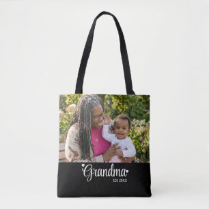 Oma Established Schrift Foto Oma Geschenk Tasche
