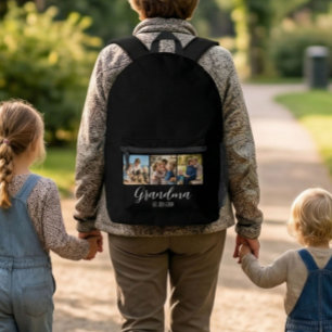 Oma Established Schrift Geschenk 3 Foto Bedruckter Rucksack