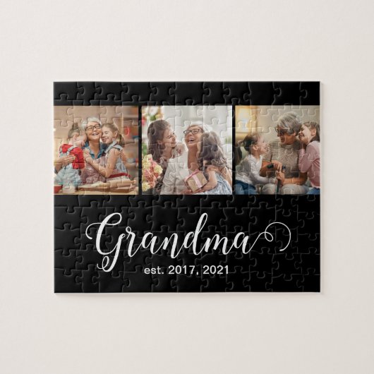 Oma Established Schrift Geschenk 3 Foto Puzzle (Horizontal)