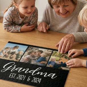 Oma Established Schwarz 3 Foto Weiß Schriftzug Puzzle