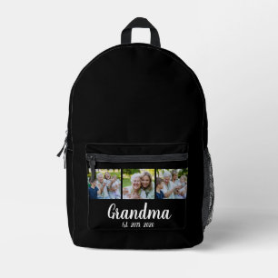 Oma Established Script Schwarz 3 Foto Bedruckter Rucksack