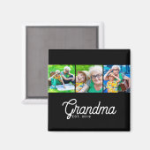 Oma Established Script Schwarz 3 Foto Magnet (Vorderseite/Rückseite)
