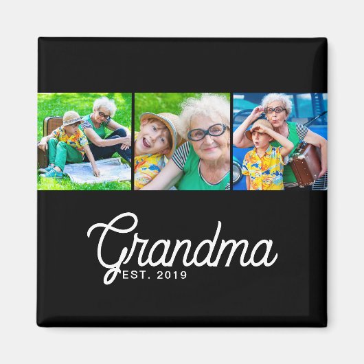 Oma Established Script Schwarz 3 Foto Magnet (Vorne)