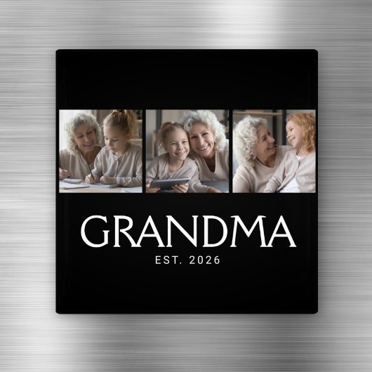 Oma Established Typography Schwarz 3 Foto Magnet