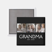 Oma Established Typography Schwarz 3 Foto Magnet (Vorderseite/Rückseite)