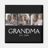 Oma Established Typography Schwarz 3 Foto Magnet (Vorne)