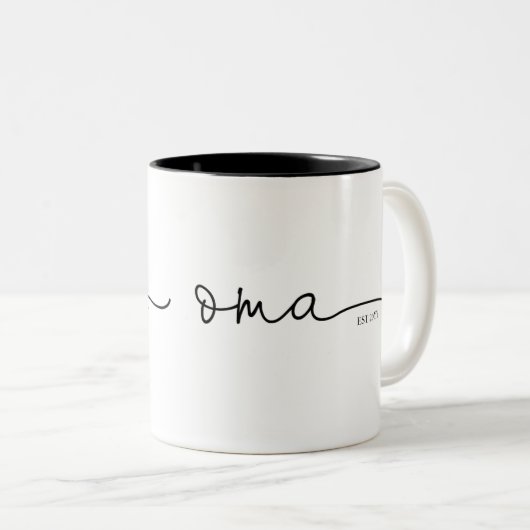 Oma etabliert | Oma Gift Zweifarbige Tasse (VorderseiteRechts)