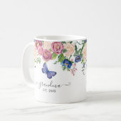 Oma etablierte Burgund Floral Wasserfarbe Kaffeetasse (Vorderseite Links)