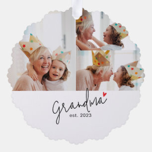Oma etablierte Modern Script 3 Foto Ornament Karte