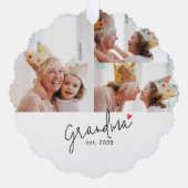 Oma etablierte Modern Script 3 Foto Ornament Karte (Vorderseite)