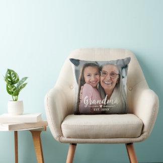 Oma Etablierte Weiße Schrift Foto Kissen