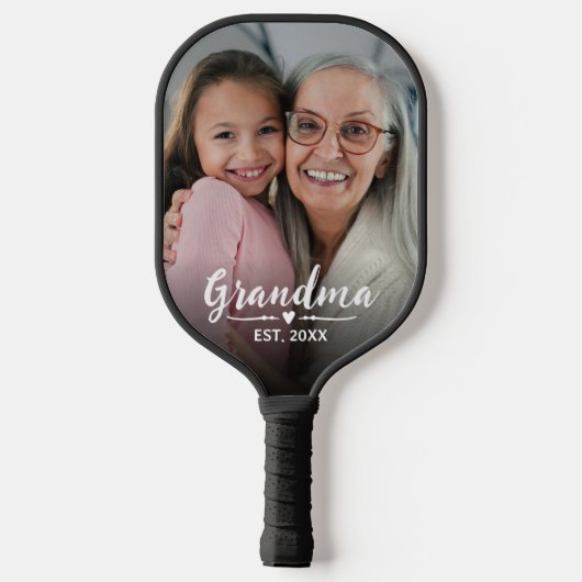 Oma Etablierte White Script Foto Pickleball Schläger (Rückseite)