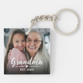 Oma Etablierte White Script Foto Schlüsselanhänger (Rückseite)