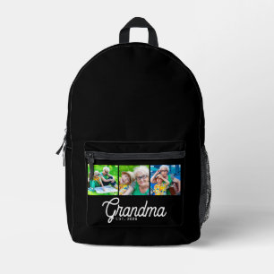 Oma etabliertes Skript Schwarz 3 Foto Bedruckter Rucksack