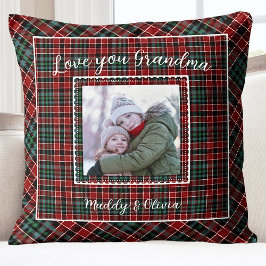 Oma Family Foto Rustikal Kariert Kissen