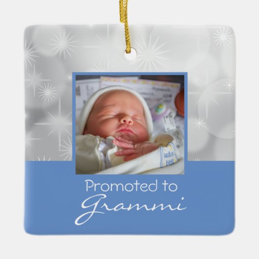 Oma First Christmas Foto Ornament - Baby Boy (Vorderseite)