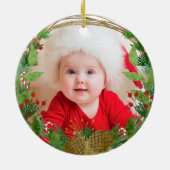 Oma First Christmas Rustikales Baby Foto Keramik Ornament (Hinten)