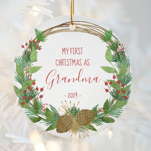Oma First Christmas Rustikales Baby Foto Keramik Ornament