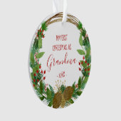 Oma First Christmas Rustikales Baby Foto Ornament (Vorderseite)
