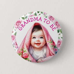 Oma Floral Baby Dusche Button