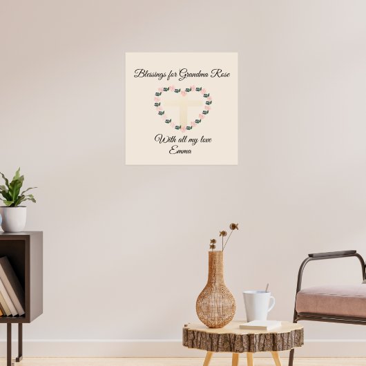 Oma Florales Herz Druckmuster Poster (Wohnzimmer 3)