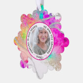 Oma Forever in unserem Herzen Regenbogen-Glitzer Ornament Karte (Linke Ecke)