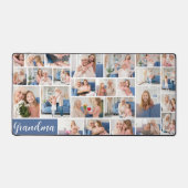 Oma Foto Collage Grid Blue White Grandkids Schreibtischunterlage (Vorderseite)