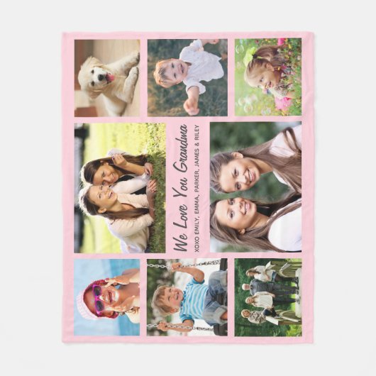 Oma Foto Collage Pink Fleecedecke (Vorderseite)