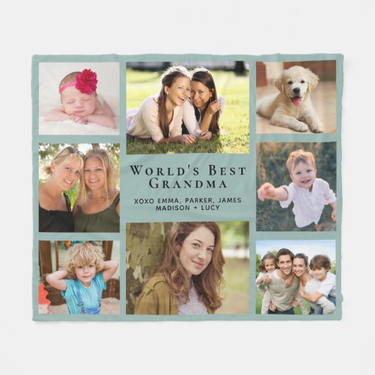 Oma Foto Collage Sage Green Fleecedecke (Vorderseite (Horizontal))