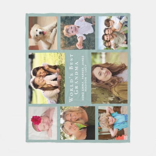 Oma Foto Collage Sage Green Fleecedecke (Vorderseite)