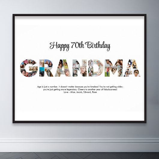 Oma Foto Collage Word Letter Cutout Geburtstag Poster