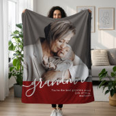 Oma Foto Elegante Script Persönliche Nachricht Fleecedecke