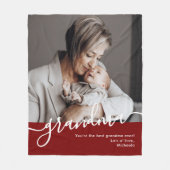 Oma Foto Elegante Script Persönliche Nachricht Fleecedecke (Vorderseite)