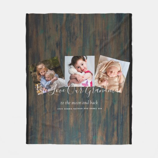 Oma Foto Geschenk Opa Großkinder Collage Fleecedecke (Vorderseite)