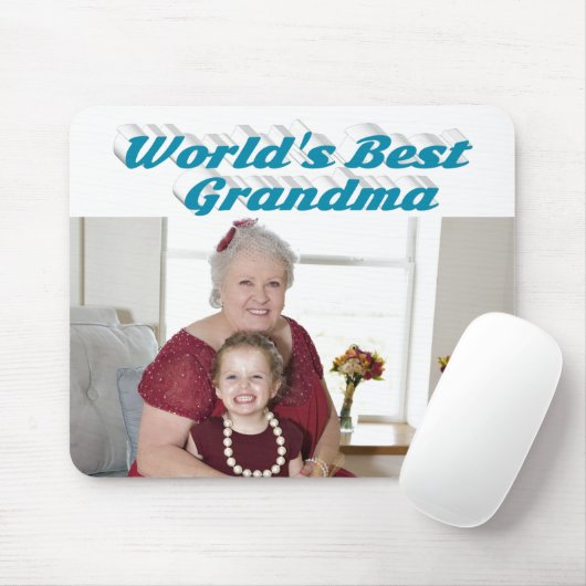 Oma Foto Himmelsblauer Typografie Mousepad (Mit Mouse)