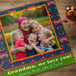 Oma Foto Hübsch Folkloreschmetterling Blume Custom Puzzle