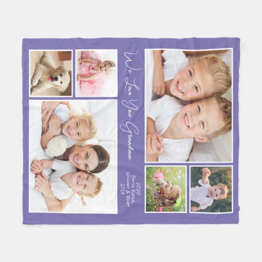 Oma Foto Lila Fleecedecke (Vorderseite (Horizontal))