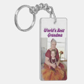 Oma Foto lila Text Schlüsselanhänger (Vorderseite links)