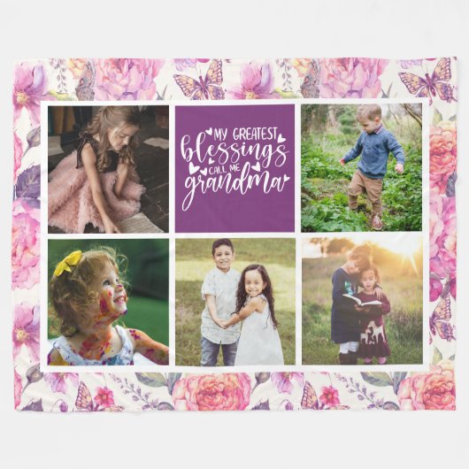 Oma-FotoCollage Fleecedecke (Vorderseite (Horizontal))
