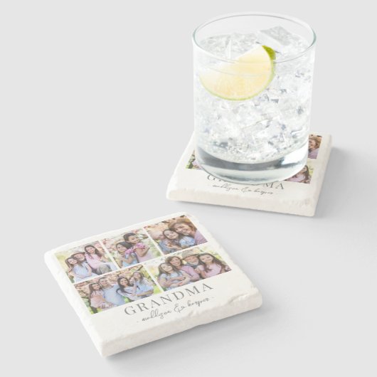 Oma-FotoCollage Steinuntersetzer (Seitenansicht)