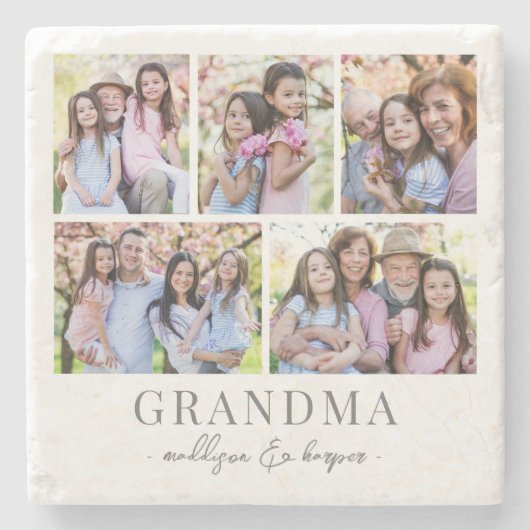 Oma-FotoCollage Steinuntersetzer (Vorderseite)