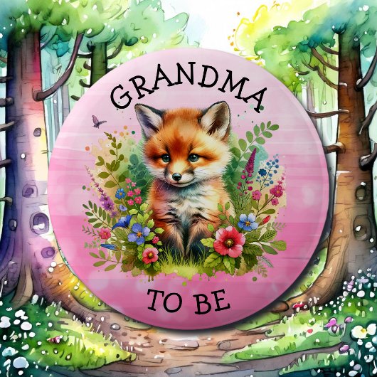 Oma | Fox Woodland Themed Baby Dusche Button