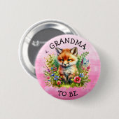 Oma | Fox Woodland Themed Baby Dusche Button (Vorne & Hinten)