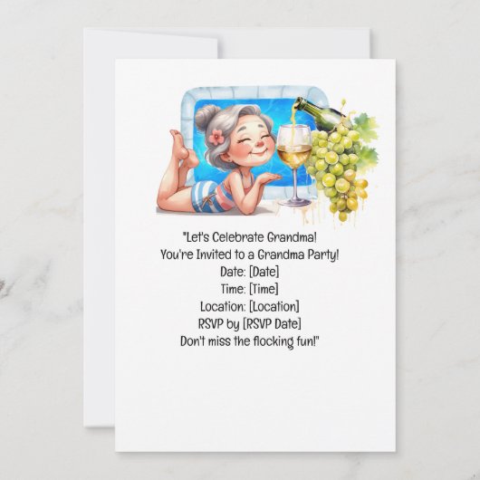 Oma Funny Sprichwort über Yoga und Wein Einladung (Rückseite)