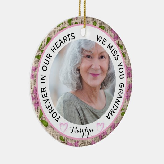 Oma für immer in unserem Herzen Keramik Ornament (Rechts)